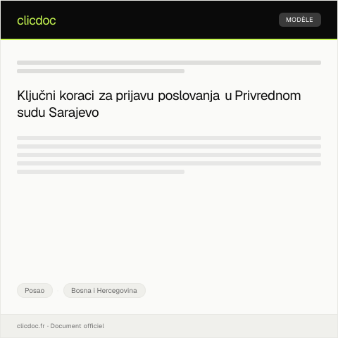 Document preview: Prijava početka obavljanja djelatnosti u Privrednom sudu Sarajevo — Posao, Bosna i Hercegovina
