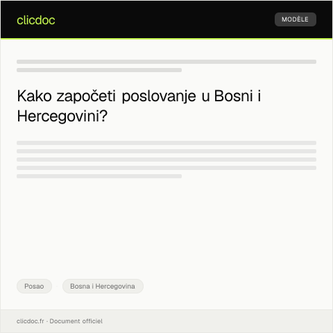Document preview: Prijava početka poslovanja kod nadležnih vlasti — Posao, Bosna i Hercegovina