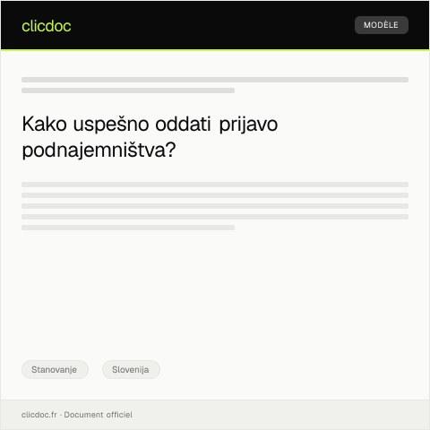 Document preview: Prijava podnajemništva – elektronska vloga v sistemu eUprava — Stanovanje, Slovenija