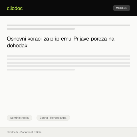 Document preview: Prijava poreza na dohodak — Administracija, Bosna i Hercegovina