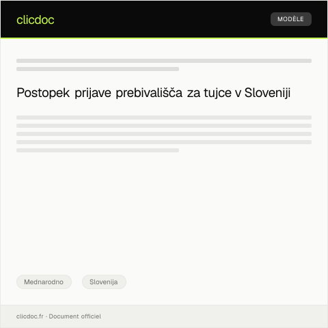 Document preview: Prijava prebivališča za tujega državljana v Sloveniji — Mednarodno, Slovenija