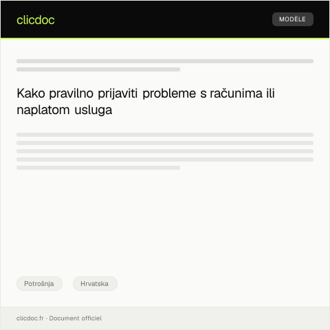 Document preview: Prijava problema s računima ili naplatom usluga — Potrošnja, Hrvatska
