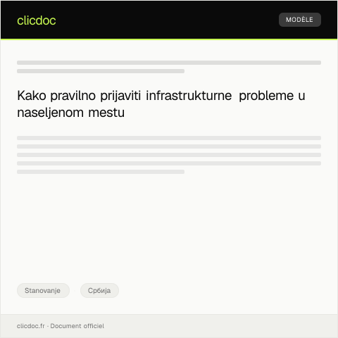 Document preview: Prijava problema sa infrastrukturom u naseljenom mestu — Stanovanje, Србија