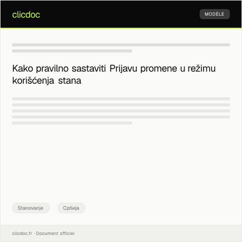 Document preview: Prijava promene u režimu korišćenja stana — Stanovanje, Србија