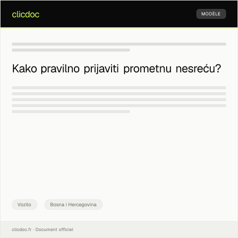 Document preview: Prijava prometne nesreće u policijskoj stanici — Vozilo, Bosna i Hercegovina