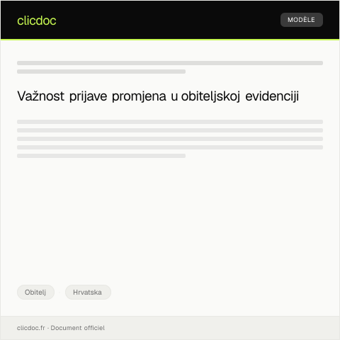 Document preview: Prijava promjena u obiteljskoj evidenciji za upis u školu — Obitelj, Hrvatska