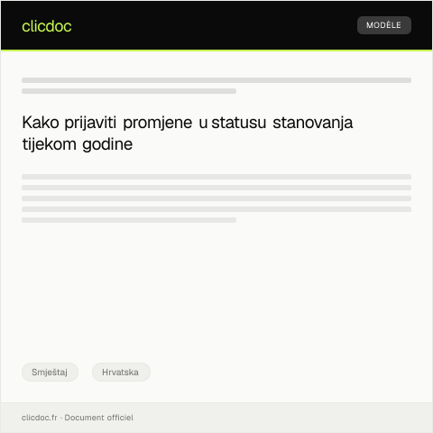Document preview: Prijava promjena u statusu stanovanja tijekom kalendarske godine — Smještaj, Hrvatska