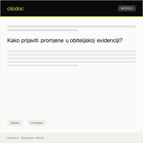 Document preview: Prijava promjena u obiteljskoj evidenciji — Obitelj, Hrvatska