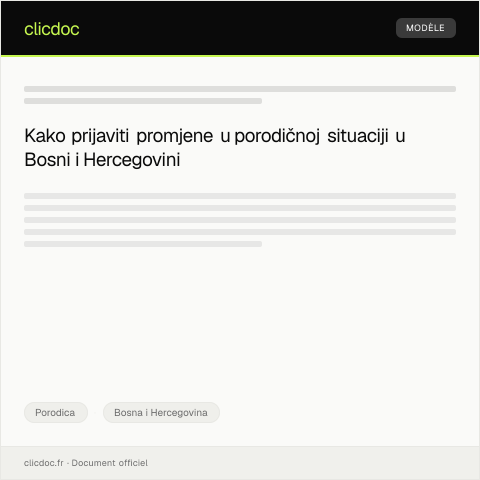 Document preview: Prijava promjena u porodičnoj situaciji — Porodica, Bosna i Hercegovina