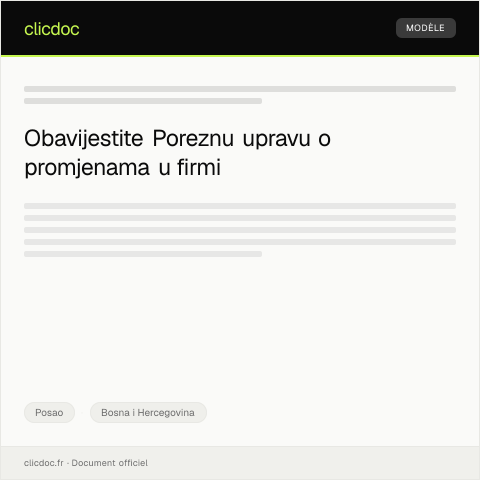 Document preview: Prijava promjena u registarskim podacima firme u Registru privrednih subjekata — Posao, Bosna i Hercegovina