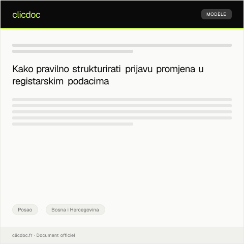 Document preview: Prijava promjena u registarskim podacima firme u općini Doboj — Posao, Bosna i Hercegovina