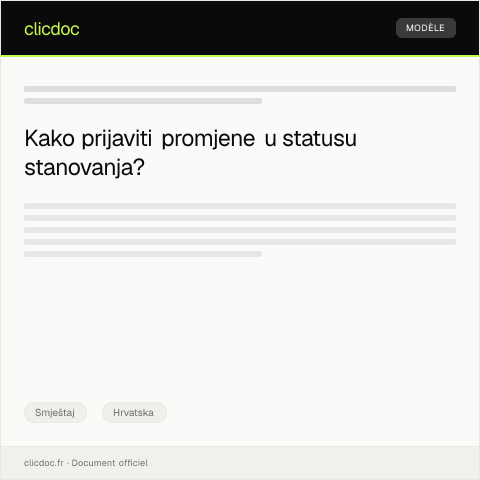 Document preview: Prijava promjena u statusu stanovanja tijekom fiskalne godine — Smještaj, Hrvatska