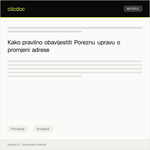 Document preview: Prijava promjene adresnih podataka za potrebe potrošačkih usluga — Potrošnja, Hrvatska