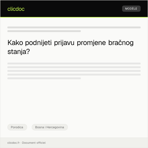 Document preview: Prijava promjene bračnog stanja — Porodica, Bosna i Hercegovina