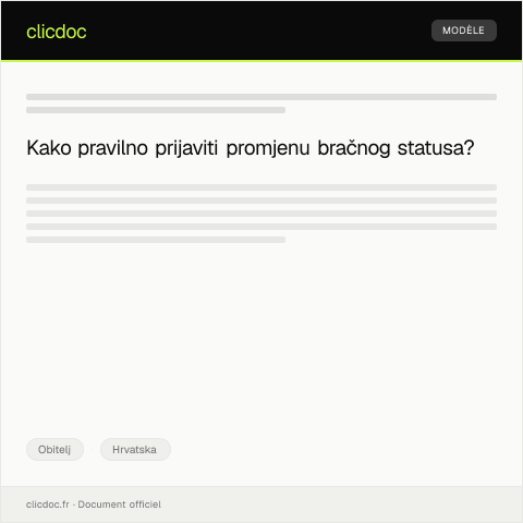 Document preview: Prijava promjene bračnog statusa — Obitelj, Hrvatska