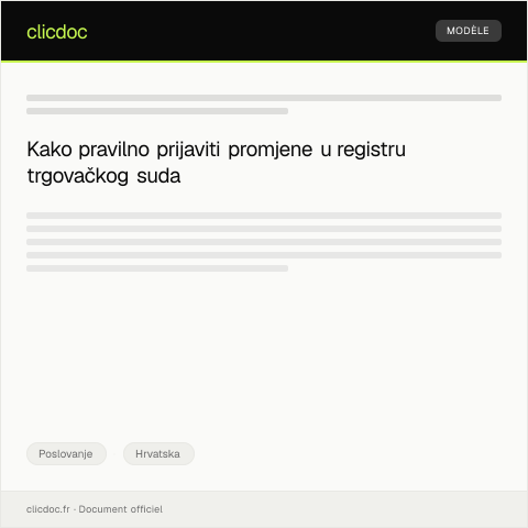 Document preview: Prijava promjene podataka u registru trgovačkog suda — Poslovanje, Hrvatska