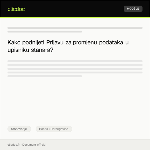 Document preview: Prijava za promjenu podataka u upisniku stanara — Stanovanje, Bosna i Hercegovina