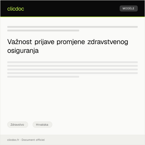 Document preview: Prijava promjene zdravstvenog osiguranja — Zdravstvo, Hrvatska
