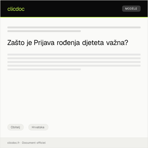 Document preview: Prijava rođenja djeteta u matični ured — Obitelj, Hrvatska