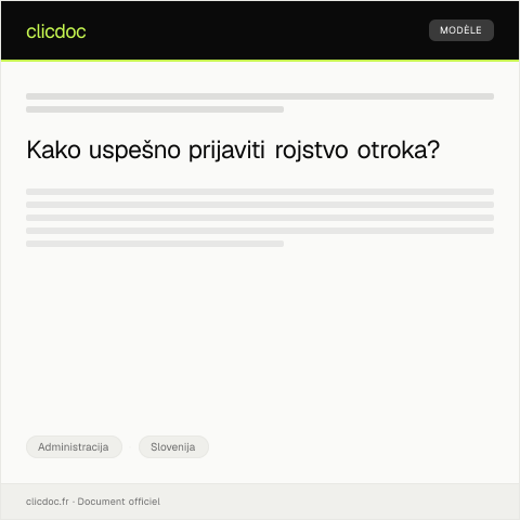 Document preview: Prijava rojstva otroka pri upravni enoti — Administracija, Slovenija