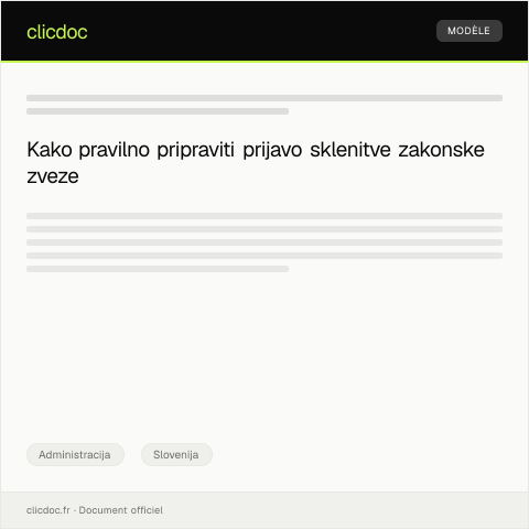 Document preview: Prijava sklenitve zakonske zveze pri matičnem uradu — Administracija, Slovenija