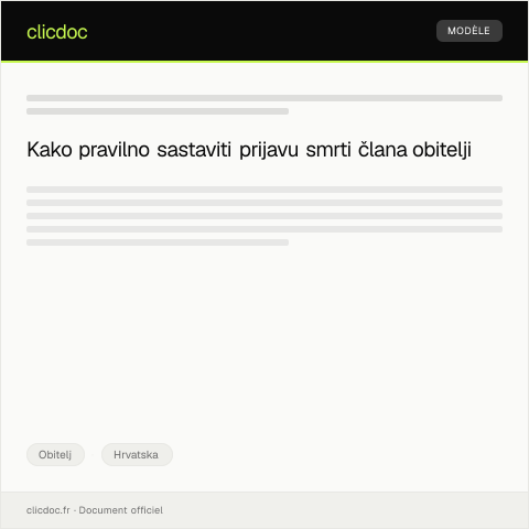 Document preview: Prijava smrti člana obitelji — Obitelj, Hrvatska