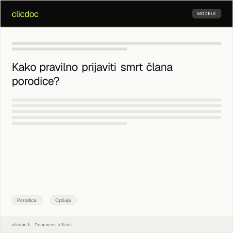 Document preview: Prijava smrti člana porodice — Porodica, Србија