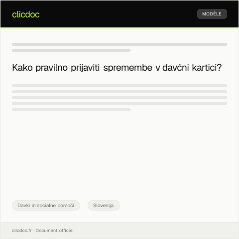 Document preview: Prijava sprememb v davčni kartici in zahtevki za davčne olajšave — Davki in socialne pomoči, Slovenija