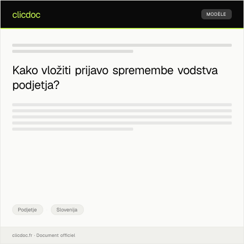Document preview: Prijava spremembe vodstva podjetja v Poslovni register — Podjetje, Slovenija