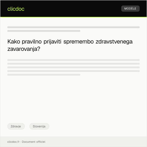 Document preview: Prijava spremembe zdravstvenega zavarovanja v ZZZS — Zdravje, Slovenija