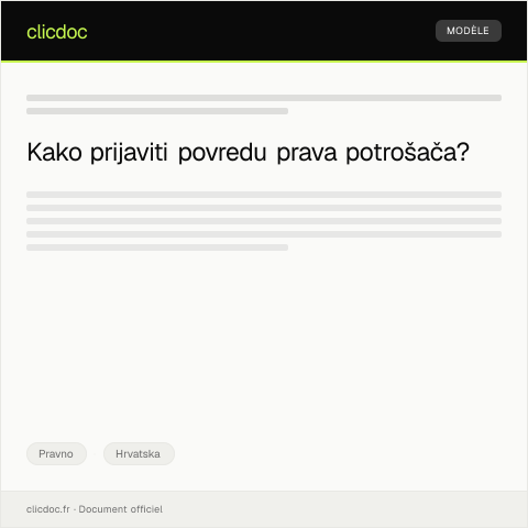 Document preview: Prijava sumnje na povredu prava prema Zakonu o zaštiti potrošača — Pravno, Hrvatska