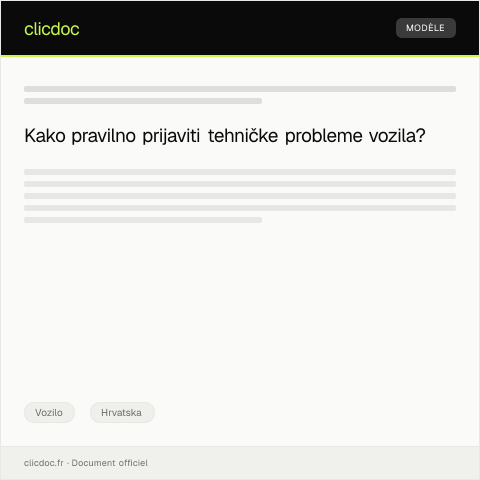 Document preview: Prijava tehničkih problema ili kvarova kod nadležnih službi — Vozilo, Hrvatska