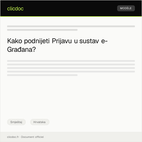 Document preview: Prijava u sustav e-Građana radi lakšeg upravljanja podacima o prebivalištu — Smještaj, Hrvatska