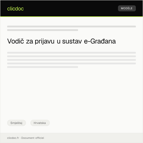 Document preview: Prijava u sustav e-Građana radi jednostavnije uprave podacima — Smještaj, Hrvatska