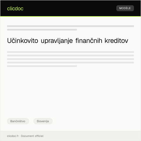 Document preview: Prijava za digitalno podprto upravljanje finančnih kreditov — Bančništvo, Slovenija