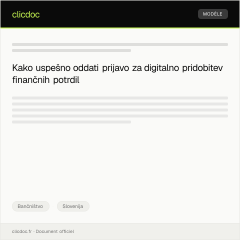Document preview: Prijava za digitalno pridobitev finančnih potrdil — Bančništvo, Slovenija