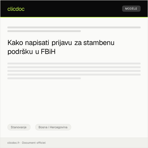 Document preview: Prijava za dodjelu stambene podrške — Stanovanje, Bosna i Hercegovina