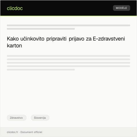 Document preview: Prijava za dostop do elektronskega zdravstvenega kartona — Zdravstvo, Slovenija