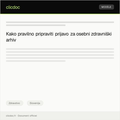 Document preview: Prijava za dostop do osebnega zdravniškega arhiva — Zdravstvo, Slovenija