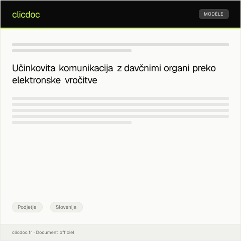 Document preview: Prijava za elektronsko vročitev opominov in obvestil — Podjetje, Slovenija