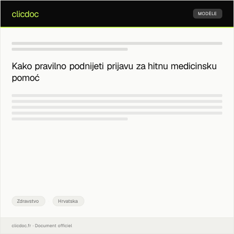 Document preview: Prijava za hitnu medicinsku pomoć — Zdravstvo, Hrvatska