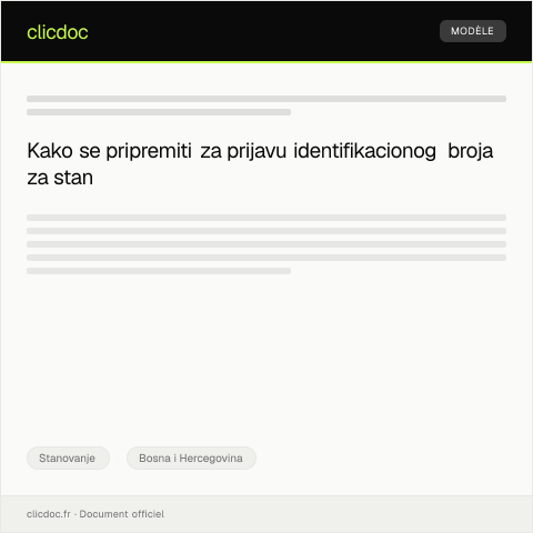 Document preview: Prijava za izdavanje identifikacionog broja za stan — Stanovanje, Bosna i Hercegovina