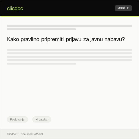 Document preview: Prijava za javnu nabavu ili sudjelovanje u natječajima — Poslovanje, Hrvatska