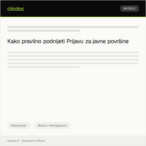 Document preview: Prijava za korištenje javnih površina za stanovanje — Stanovanje, Bosna i Hercegovina
