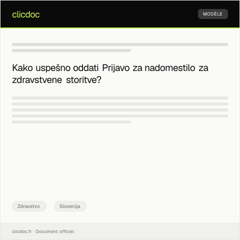 Document preview: Prijava za nadomestilo za zdravstvene storitve prek eUprava — Zdravstvo, Slovenija
