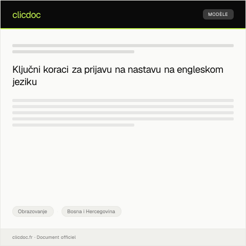 Document preview: Prijava za nastavne programe na engleskom jeziku — Obrazovanje, Bosna i Hercegovina