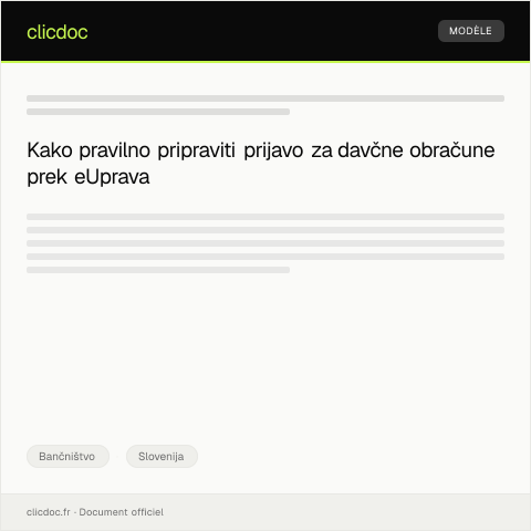 Document preview: Prijava za oddajo davčnih obračunov prek eUprava — Bančništvo, Slovenija
