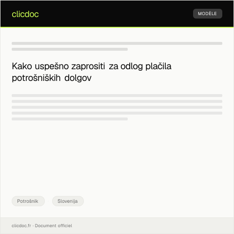 Document preview: Prijava za odlog plačila potrošniških dolgov prek eUprava — Potrošnik, Slovenija