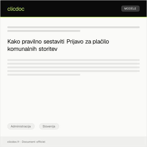 Document preview: Prijava za plačilo komunalnih storitev — Administracija, Slovenija