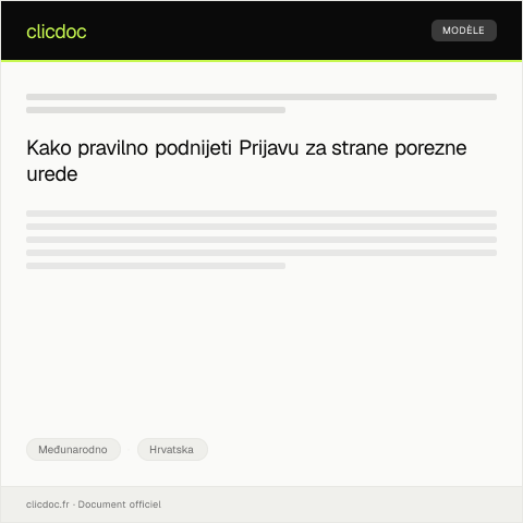 Document preview: Prijava za potvrdu o priznanju stranih poreznih ureda — Međunarodno, Hrvatska